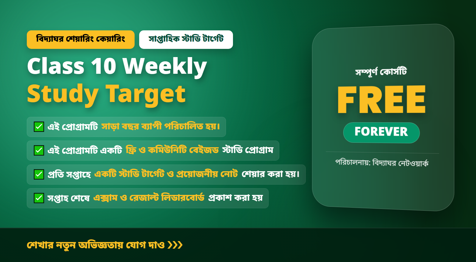 Class 10 Weekly Study Target