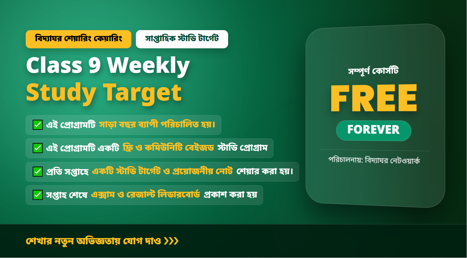 Class 9 Weekly Study Target